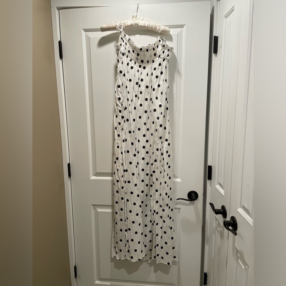 NWOT Petal & Pup White With Black Polka Dots Maxi Dress Size 12